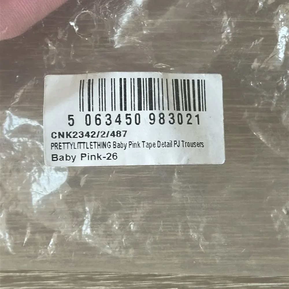 Prettylittlething Baby Pink Tape Detail PJ Trousers size 26 New With Tags in PKG